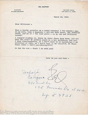 BEL KAUFMAN UP THE DOWN STAIRCASE AUTHOR AUTOGRAPH SIGNED FEARS OF DEATH LETTER - K-townConsignments