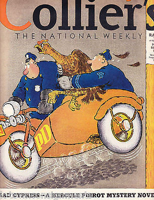 AGATHA CHRISTIE POLICE CLAY EWING COVER ART ANTIQUE COLLIER'S MAGAZINE 1938 - K-townConsignments
