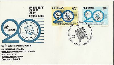INTELSAT VINTAGE PHILIPPINES GRAPHIC ILLUSTRATED STAMPED POSTAL MAIL COVER - K-townConsignments