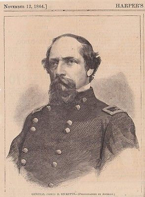 JAMES B. RICKETTS UNION CIVIL WAR GENERAL INDIAN FIGHTER ANTIQUE PHOTO ENGRAVING - K-townConsignments
