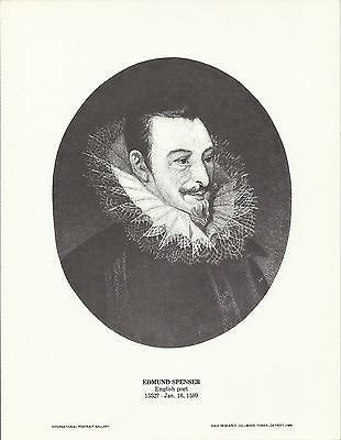 Edmund Spenser English Poet Vintage Portrait Gallery Poster Print - K-townConsignments