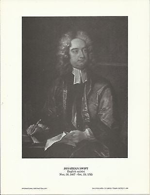 Jonathan Swift English Satirist Vintage Portrait Gallery Poster Print - K-townConsignments