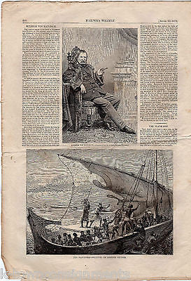 HARPER'S WEEKLY PRINCE NAPOLEON UNCLE SAM ENGRAVINGS ANTIQUE NEWSPAPER APR 1874 - K-townConsignments
