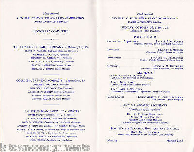 GENERAL CASIMIR PULASKI POLISH MILITARY WAR HERO VINTAGE AWARDS DINNER PROGRAM - K-townConsignments