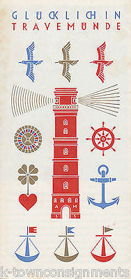 STADPLAN LUBECK GERMANY 1958 VINTAGE SOUVENIR GRAPHIC TRAVEL AD BROCHURE - K-townConsignments