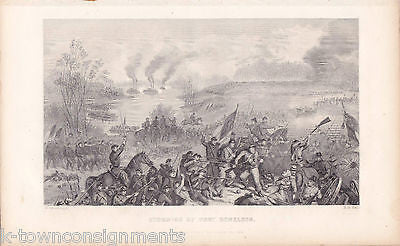 CIVIL WAR BATTLE FORT DONELSON TN UNION VICTORY SCENE ANTIQUE ENGRAVING PRINT - K-townConsignments