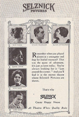 SELZNICK PICTURES VINTAGE 1920s GRAPHIC ADVERTISING PRINT - K-townConsignments