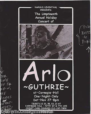 ARLO GUTHRIE FOLK MUSIC SINGER VINTAGE MUSIC CONCERT POSTER PHOTO NEGATIVE - K-townConsignments