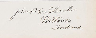 JOHN SHANKS CIVIL WAR COLONEL & INDIANA CONGRESSMAN ORIGINAL AUTOGRAPH SIGNATURE - K-townConsignments