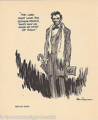 ABE LINCOLN GOD LOVES COMMONERS VINTAGE VAUGHN SHOEMAKER POLITICAL CARTOON PRINT - K-townConsignments