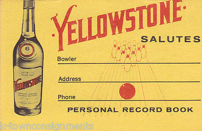 YELLOWSTONE KENTUCKY BOURBON VINTAGE GRAPHIC ADVERTISING BOWLING SCORE BOOK - K-townConsignments
