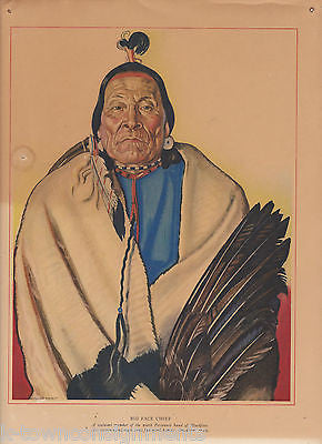 BIG FACE CHIEF PECUNNIE PICTOGRAPHS NATIVE AMERICAN GRAPHIC ART POSTER PRINT - K-townConsignments