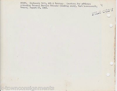 ENGINEERS HALL FORT LEAVENWORTH  KANSAS VINTAGE WWII MILITARY FILE PHOTO - K-townConsignments