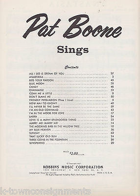 PAT BOONE SINGS ROBBINS MUSIC CORP VINTAGE COUNTRY MUSIC SHEET MUSIC SONG BOOK - K-townConsignments