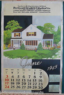 1940s ERA REAL ESTATE ARCHITECTURE VINTAGE GRAPHIC ADVERTISING CALENDAR POSTER - K-townConsignments