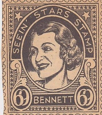 JOAN BENNETT MOVIE ACTRESS VINTAGE SEEIN STARS STAMP GRAPHIC PHOTO PROMO - K-townConsignments