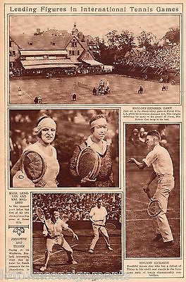 VINCENT RICHARDS SUZANNE LENGLEN 1920s TENNIS ANTIQUE SPORTS NEWS PHOTO PRINT - K-townConsignments