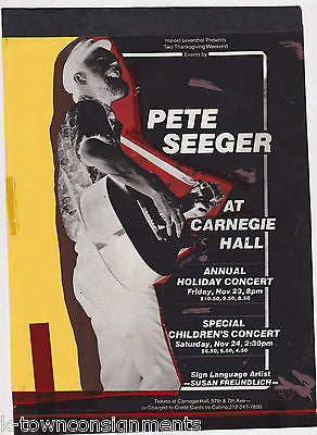 PETE SEEGER CARNEGIE HALL HOLIDAY CONCERT VINTAGE MUSIC POSTER PHOTO NEGATIVE - K-townConsignments
