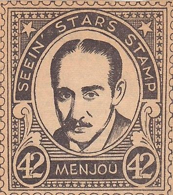 ADOLPH MENJOU MOVIE ACTOR VINTAGE SEEIN STARS STAMP GRAPHIC PHOTO PROMO - K-townConsignments