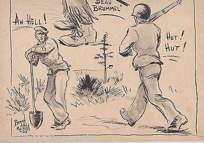 MILITARY POLICE ARMY UNIFORM HUMOR POLITICAL CARTOON ART MACDILL FIELD FLORIDA - K-townConsignments