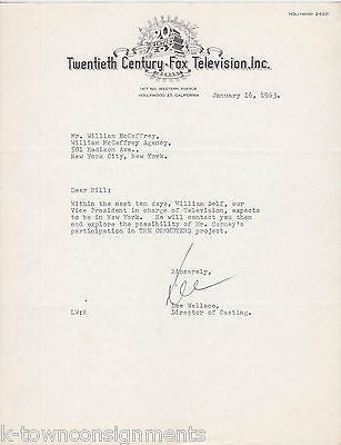 LEE WALLACE 20th CENTURY FOX EXEC AUTOGRAPH SIGNED LETTERHEAD TO ART CARNEY 1963 - K-townConsignments