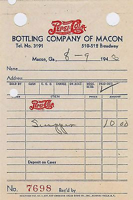 PEPSI COLA BUMPER STICKER SALES RECIEPT & ADVERTISING FLYERS VINTAGE SODA LOT - K-townConsignments
