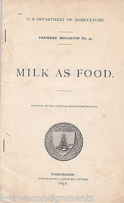 MILK AS FOOD 1890s ANTIQUE FARMERS AGRICULTURE REPORT BOOKLET 1898 - K-townConsignments