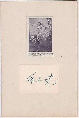VERA KING VAUDEVILLE DANCER ACTRESS VINTAGE AUTOGRAPH SIGNATURE & PHOTO CLIPPING - K-townConsignments