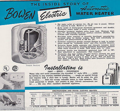 OLD FAITHFUL BOWEN GAS & ELECTRIC WATER HEATER VINTAGE GRAPHIC SALES AD FLYER - K-townConsignments