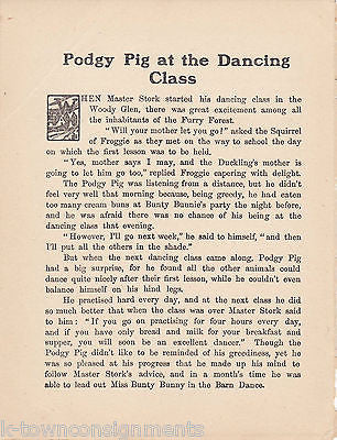 Pig Puppy Bunny & Cat Dancing Class Vintage Fairy Tale Nursery Rhyme Poem Print - K-townConsignments
