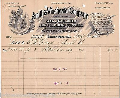 SMITH & WINCHESTER STEAM GAS WATER PLUMBING SUPPLY ANTIQUE ENGRAVING STATIONERY - K-townConsignments