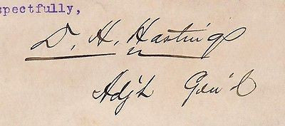 D.H. HASTINGS PA GOVERNOR AUTOGRAPH SIGNED CONFEDERATE SPRINGFIELD RIFLES LETTER - K-townConsignments