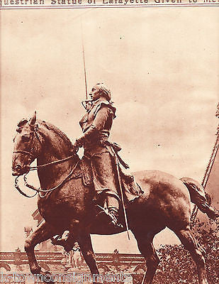 PAUL BARTLETT EQUESTRIAN STATUE LAFAYETTE VINTAGE NEWS PHOTO POSTER PRINT 1921 - K-townConsignments