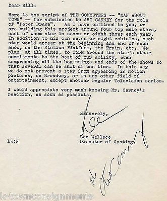 LEE WALLACE 20th CENTURY FOX EXEC AUTOGRAPH SIGNED LETTERHEAD TO ART CARNEY 1963 - K-townConsignments