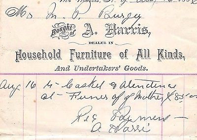 MT MORRIS NEW YORK FUNERAL SUPPLY ANTIQUE UNDERTAKER ADVERTISING LETTERHEAD 1886 - K-townConsignments