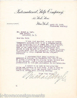 MICHAEL DOYLE INTERNATIONAL PULP COMPANY ANTIQUE AUTOGRAPH SIGNED LETTERHEAD '27 - K-townConsignments