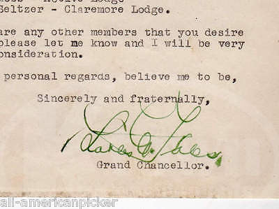 KNIGHTS OF PYTHIAS NEW YORK GRAND LODGE VINTAGE SIGNED STATIONERY LETTERHEAD - K-townConsignments