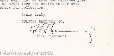 CURTICE BROTHERS BLUE LABEL FOODS H.T. CUMMINGS ANTIQUE SIGNED LETTERHEAD 1927 - K-townConsignments