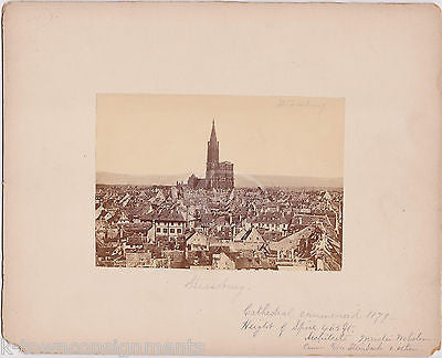 STRASBOURG CATHEDRAL FRANCE ANTIQUE CITYSCAPE PHOTOGRAPH ON BOARD - K-townConsignments