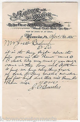 BAUSHER & DELONG GRAIN BRAN COAL SALT MILL HAMBURG PA ANTIQUE STATIONERY LETTER - K-townConsignments