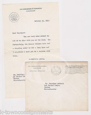 ARCHIBALD MACLEISH PULITZER PRIZE POET AUTOGRAPHED LIBRARY OF CONGRESS LETTER - K-townConsignments
