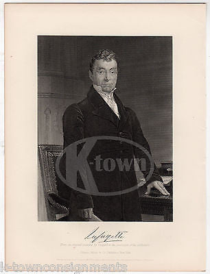 GILBERT-MOTIER DE LAFAYETTE MARSHAL ANTIQUE PORTRAIT ENGRAVING PRINT BIO - K-townConsignments