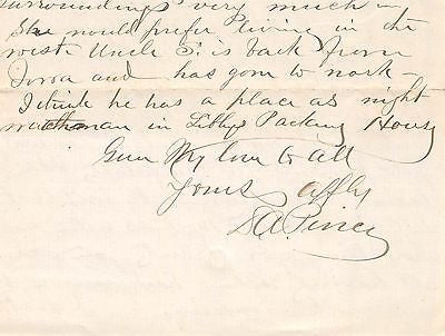 DODSON PEIRCE HYDE PARK ILLINOIS ANTIQUE AUTOGRAPH SIGNED PERSONAL LETTER 1874 - K-townConsignments