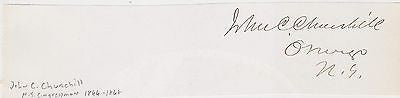 JOHN C. CHURCHILL OSWEGO NEW YORK CONGRESSMAN ANTIQUE AUTOGRAPH SIGNATURE - K-townConsignments