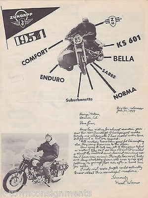 NEAL WARNER ZUNDAPP MOTORCYCLE RACER VINTAGE GRAPHIC ADVERTISING PRINT - K-townConsignments