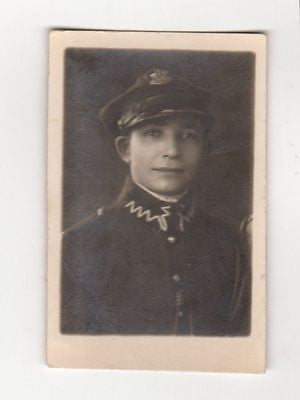 YOUNG BOY IN POLICE OFFICERS UNIFORM FOREIGN LAW ENFORCEMENT SNAPSHOT PHOTO - K-townConsignments