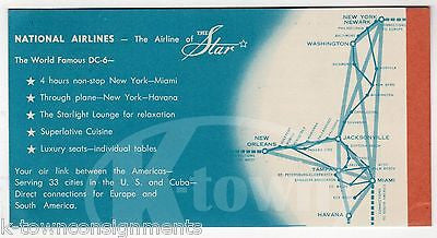 NATIONAL AIRLINES FLORIDA VINTAGE GRAPHIC ADVERTISING FLIGHT TICKET STUB 1951 - K-townConsignments