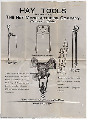 NEY MANUFACTURING HAY TOOLS CANTON OHIO ANTIQUE GRAPHIC ADVERTISING POSTER 1893 - K-townConsignments