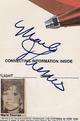 MARLO THOMAS THAT GIRL TV SHOW ACTRESS VINTAGE AUTOGRAPH SIGNED US AIR PACKET - K-townConsignments