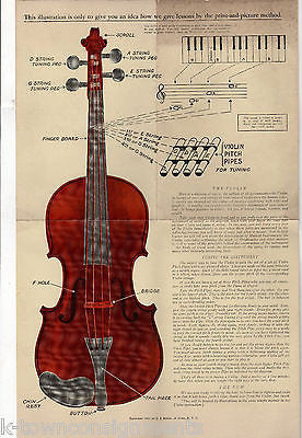 WARNER'S EASY METHOD FOR VIOLIN ANTIQUE GRAPHIC ART DECO POSTER & MUSIC BOOK - K-townConsignments